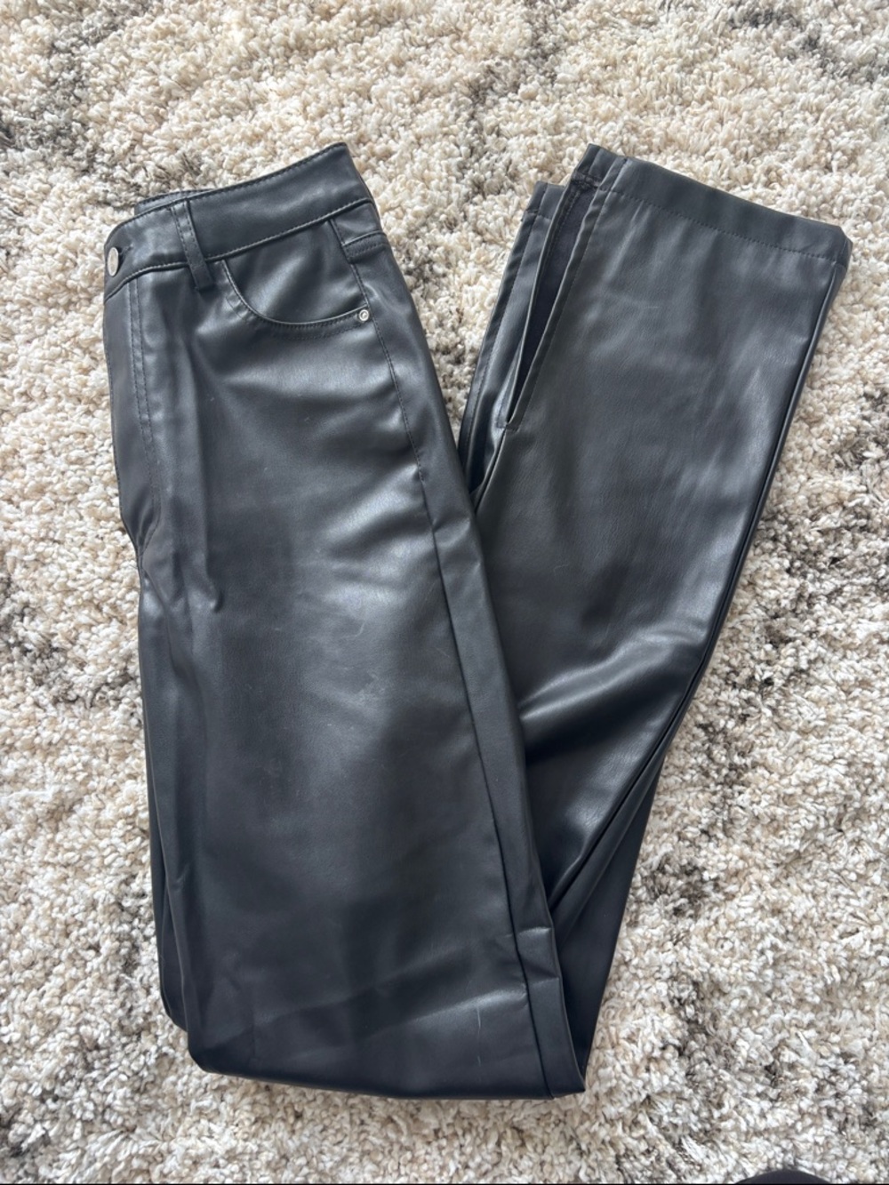 Zara Black Faux Leather Women's Straight-Leg Pants